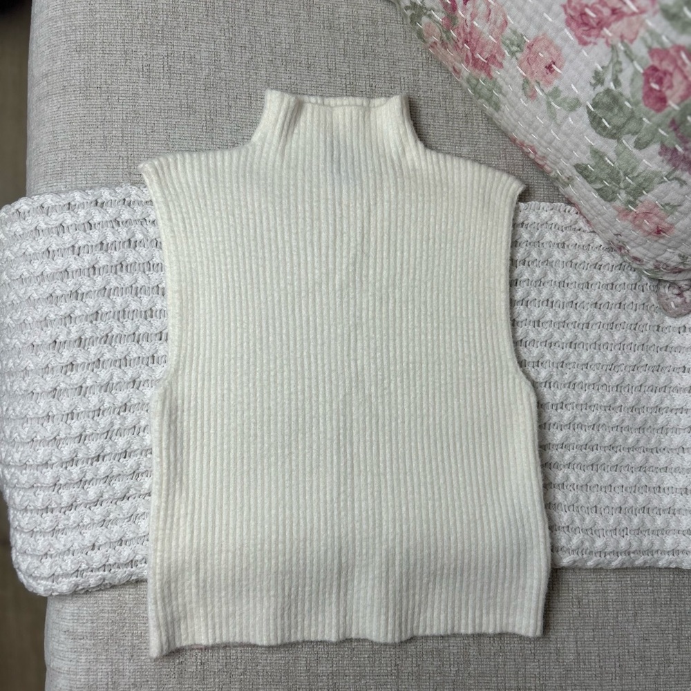 Forever 21 Cream Ribbed Turtleneck Sweater